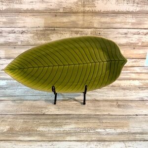 Crate & Barrel Olive Green Decorative Leaf Plate Dish